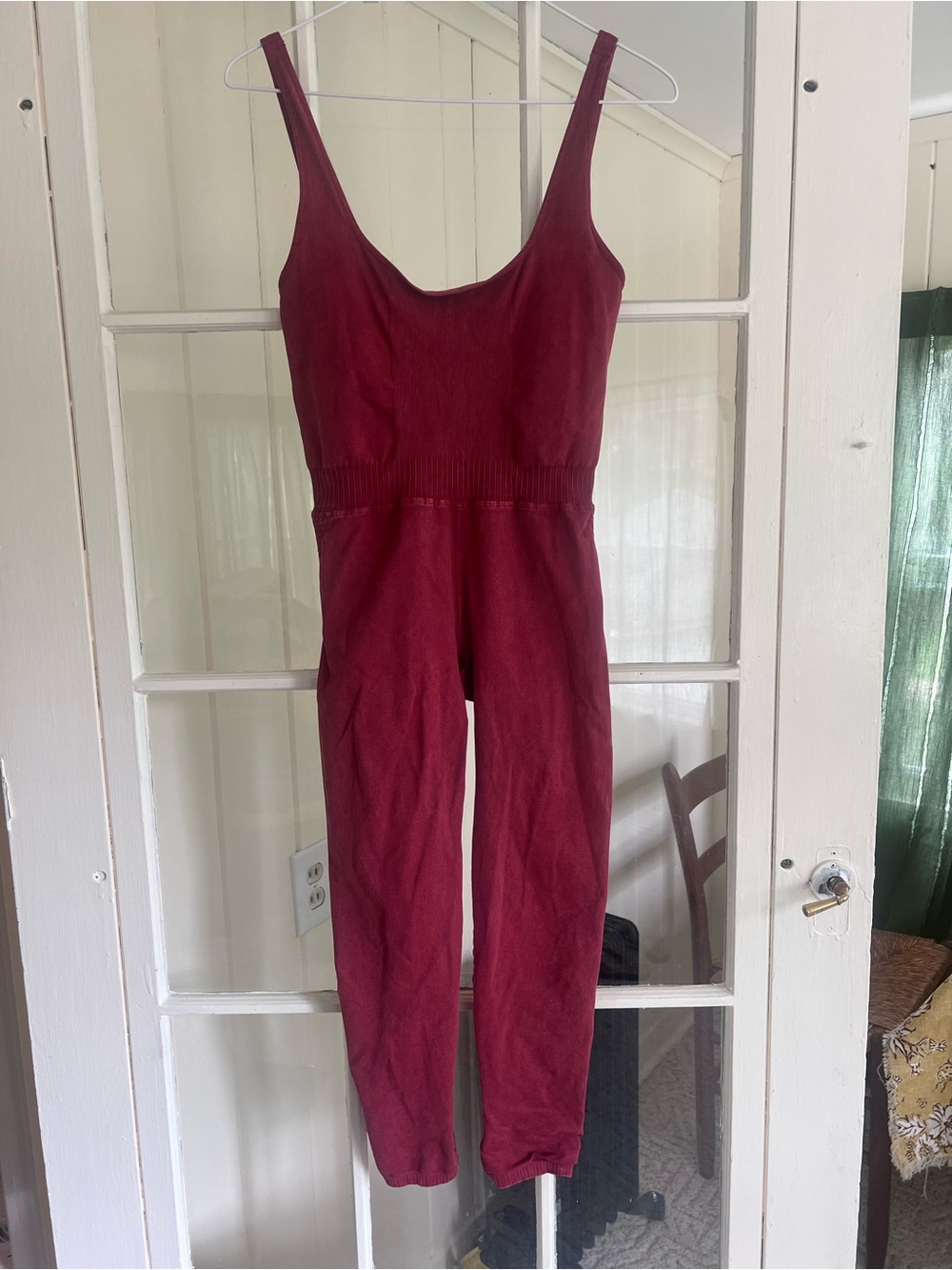 Free People Wine Red Sleeveless Jumpsuit
